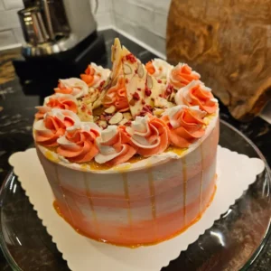 Vanilla Raspberry Almond Bark Cake